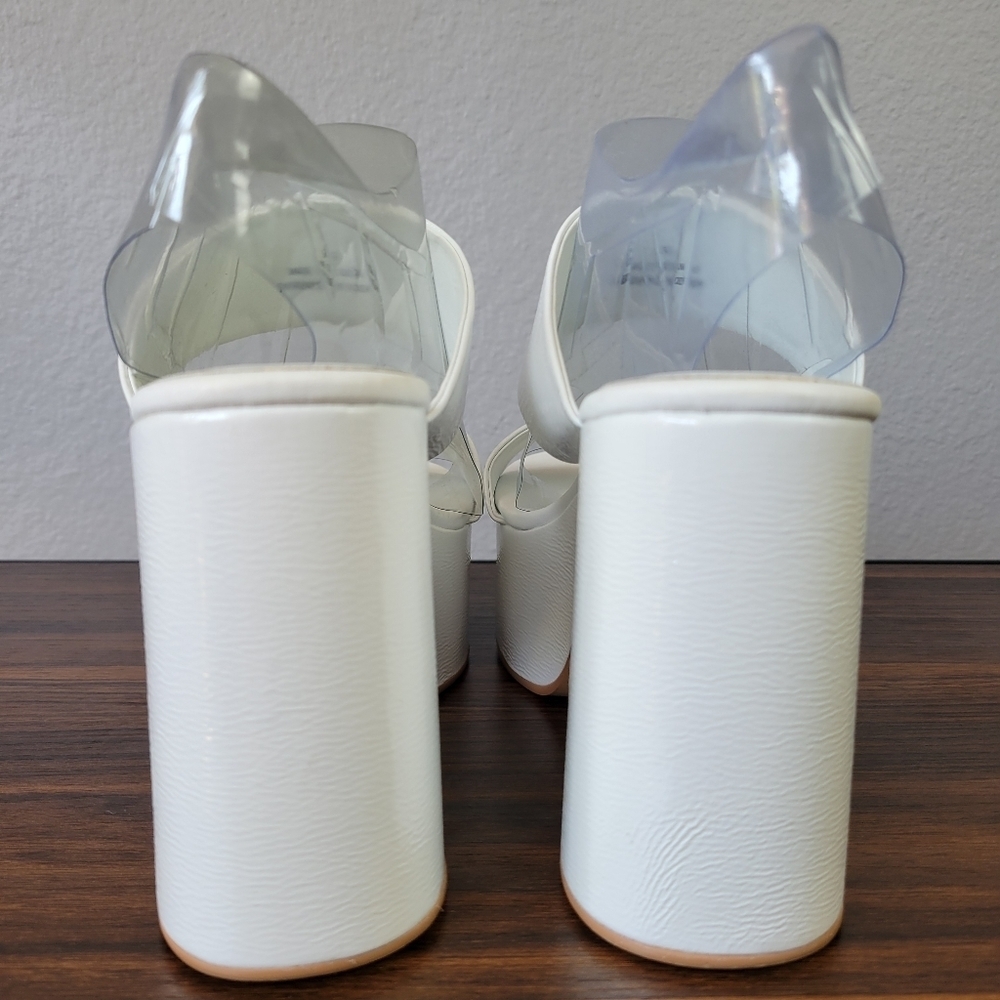 JEFFREY CAMPBELL // ltd ed denate platform block heeI white crinkle patent - Picture 6 of 12